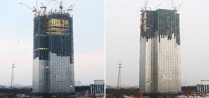 شركة صينية تشيد برجاً من 57 طابقاً في 19 يوماً