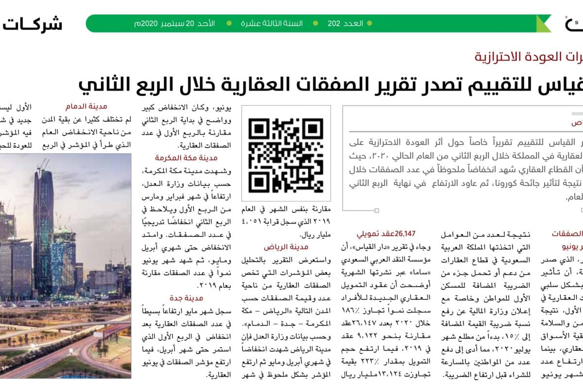 تقرير دار القياس - الصفقات العقارية