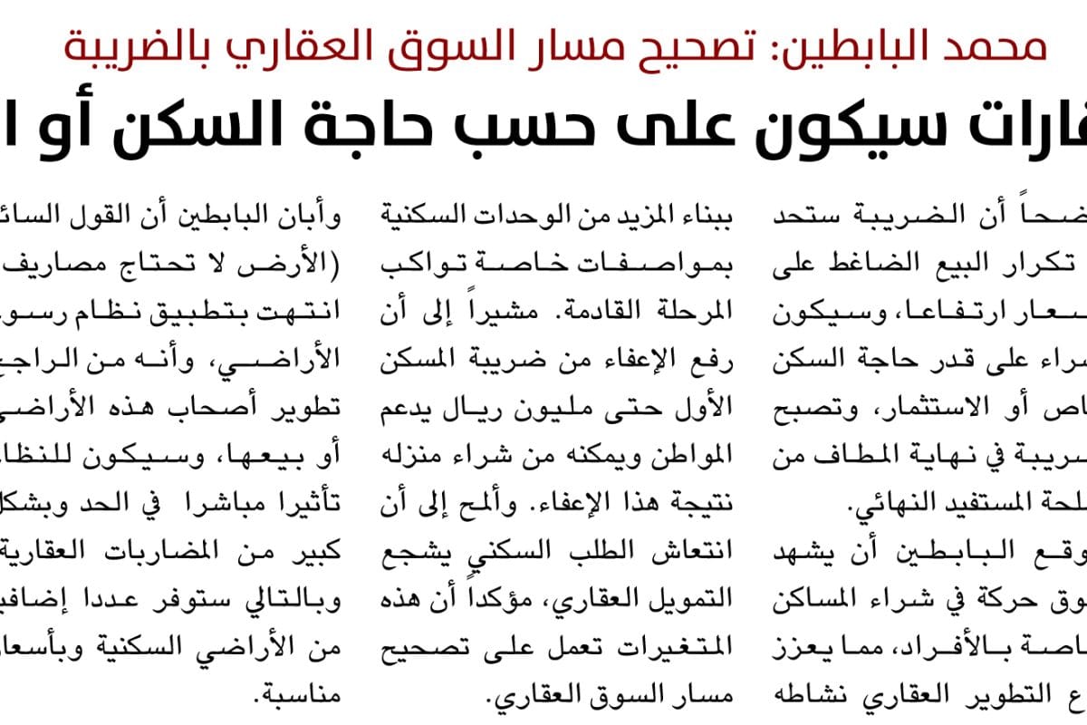 العقارات - استظلاعات - محمد البابطين