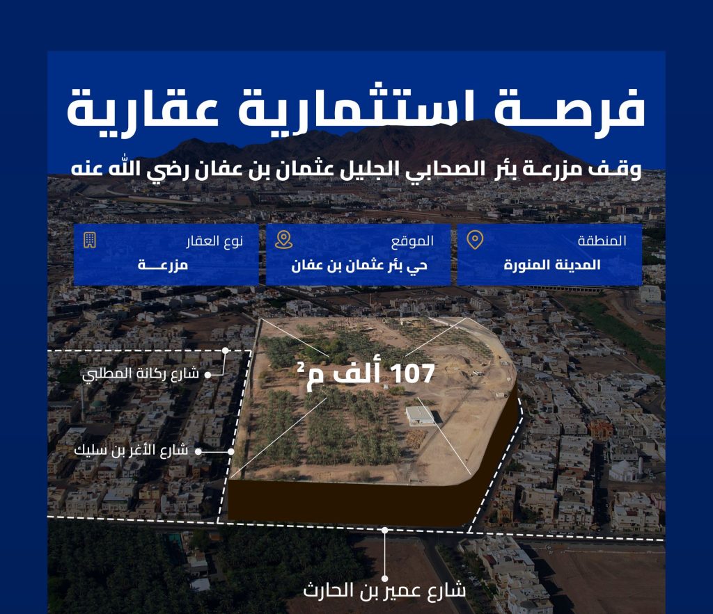 طرح وقف مزرعة بئر عثمان بن عفان رضي الله عنه بالمدينة المنورة للاستثمار