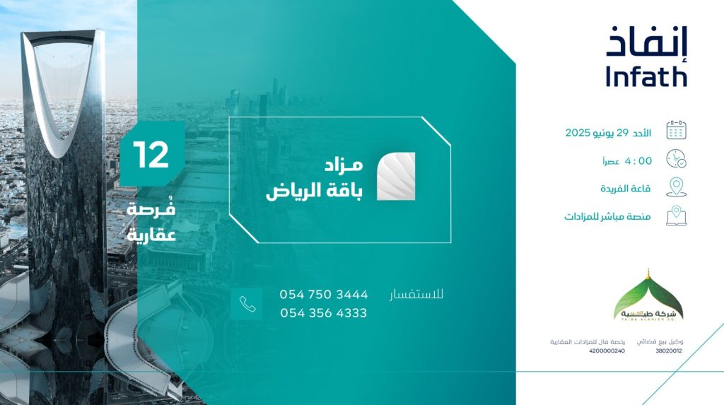 مزاد «باقة الرياض» يعرض 12 فرصة تجارية وسكنية بمواقع مثالية بقلب الرياض